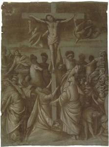 Christ On The Cross Surrounded By Saints, Angels And Soldiers<</b> by Gaudenzio Ferrari