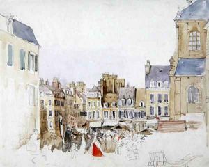 A French Market Place, c.1829 by David Cox