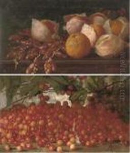Dates And Oranges On A Table; And Cherries On A Table by Augusto Ferri