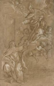 Saint Augustine Appearing To Saint Teresa Of Avila by Ciro Ferri