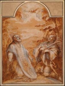 Le Saint Esprit Apparaissant A Saint Philippe Neri Et A Un Autre Saint by Ciro Ferri