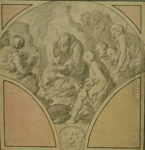 Scenes From The Life Of A Monastic Saint:two Designs Forarchitectural Spandrels - view 1