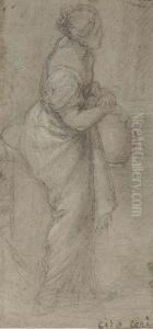 A Standing Woman Holding A Jug