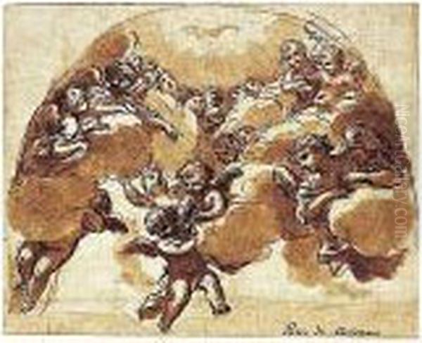 Angels Among Clouds, Within A Drawn Arch - view 1