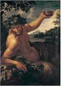 A Satyr Reclining In A Landscape