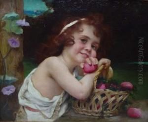 Fillette Au Panier De Prunes by Gabriel Joseph Marie Augustin Ferrier