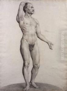 Etude De Nu Masculin Main Sur La Tete by Gabriel Joseph Marie Augustin Ferrier