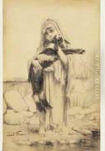La Jeune Fille Au Chevreau by Gabriel Joseph Marie Augustin Ferrier