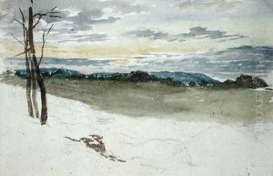 A Woodland Landscape at Sunset by David Cox