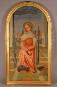Virgin In A Courtyard by Egisto Ferroni