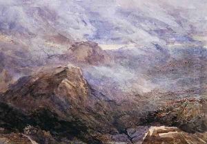 Welsh Sketch - Burning Bracken by David Cox