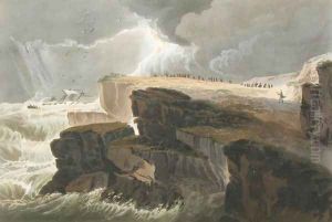 Plate from Book 10 Storm, View on the Coast of Hastings from A Treatise on Landscape Painting by David Cox