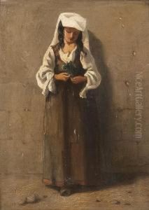 Junge Neapolitanerin,munzen Zahlend by Anselm Friedrich Feuerbach
