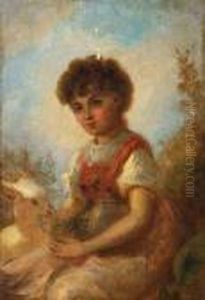 Kleines Madchen Mit Einer Ziege by Anselm Friedrich Feuerbach