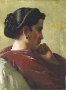 Studienkopf Einer Romerin In Profil Nach Rechts: A Roman Woman Inprofile by Anselm Friedrich Feuerbach