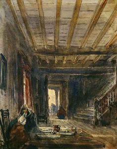 Interior with Figures at a Table by David Cox