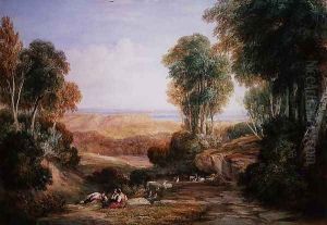 The Junction of the River Severn and the River Wye with Chepstow Castle in the Distance by David Cox
