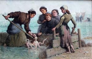 Femmes De Pecheurs Sortant Un Poulpe Femmes De Pecheurs Sortant Un Poulpe