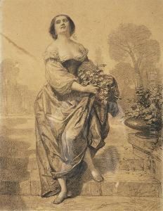 Elegante Dans Le Parc by Francois Nicolas Augustin Feyen-Perrin