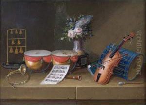 Nature Morte A L'oiseau Et A La Mappemonde. by Johann Rudolf Feyerabend