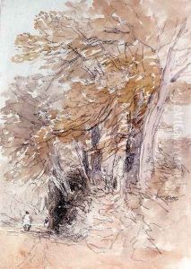 Tree-Lined Lane With Steep Banks by David Cox