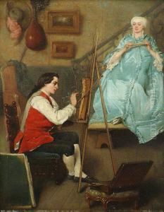 Le Peintre Et Son Modele by Benjamin Eugene Fichel
