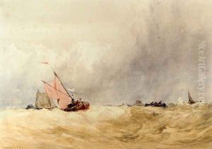 Shipping On The Sheldt, Dort Church In The Distance by David Cox