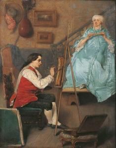 Le Peintre Et Son Modele Dans L""atelier by Benjamin Eugene Fichel