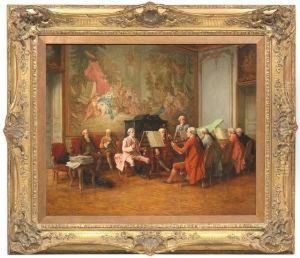 Interior With A Chamber Orchestra At A Rehearsal by Benjamin Eugene Fichel
