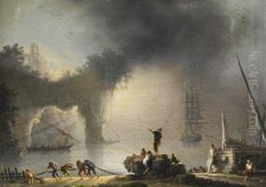 Hafenszenerie Auf Der Insel Capri by Francesco Fidanza