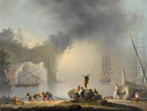 Porto Meridionale Con Arco Roccioso E Figure by Francesco Fidanza
