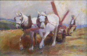 'a Chariot Of Peace' Initialled, Label Verso 6 X 9in by Harry Filder