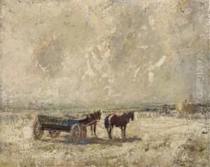 A Horse And Cart On A Beach by Harry Filder