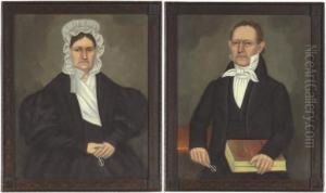 A Pair Of Portraits Of Esther Baker Gillett And Jonathan Gillett by Erastus Salisbury Field