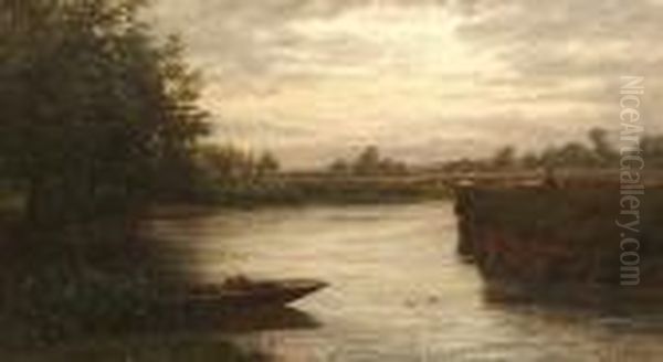 A Figure Fishing By A River. - view 1
