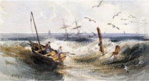 Fisherman In A Rowing Boat At Sea Fisherman In A Rowing Boat At Sea