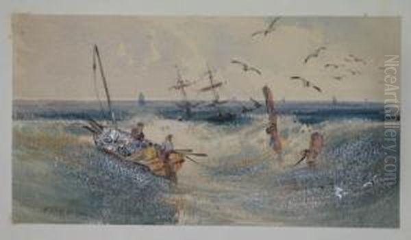Barque Et Bateau Sur Une Mer Agitee - view 1