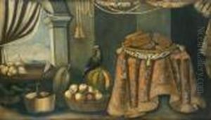 Nature Morte Aux Plat De Biscuits, Corbeille De Pommes Etoiseaux by Francesco (Il Maltese) Fieravino