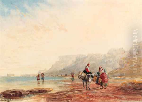 The beach near Calais, Fort Rouge in the distance, France - view 1