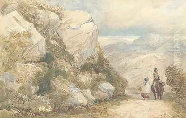 Travellers on a road, North Wales - view 1