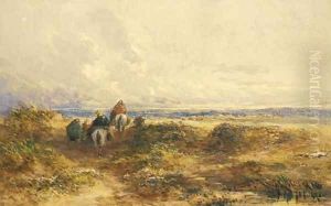 Figures on horseback among the sand dunes by David Cox