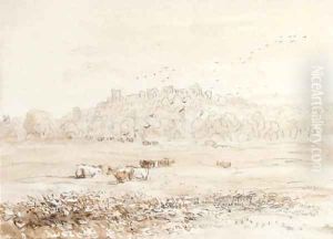 Richmond Castle, Yorkshire from the meadows by David Cox