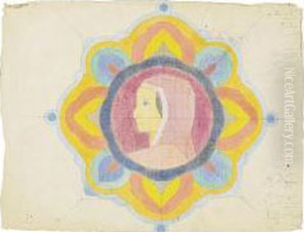 Profil De Femme Au Capuchon Rose Tournee Vers La Gauche - Notations Chromatiques - view 1