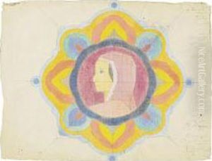 Profil De Femme Au Capuchon Rose Tournee Vers La Gauche - Notations Chromatiques by Charles Filiger