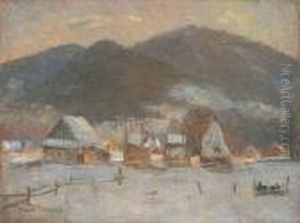 Pejzaz Zimowy Z Zagrodami Goralskimi by Mieczyslaw Filipkiewicz