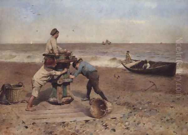 Children Playing on the Beach - view 1