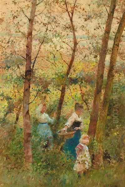 Gathering berries in a wood - view 1