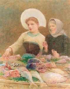 The Fish Stall by Hector Caffieri