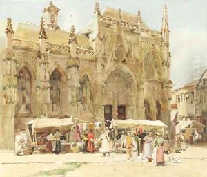 Market scene by Hector Caffieri