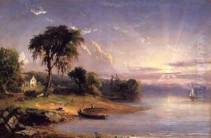 Boat Caulking on Greenwood Lake by Jasper Francis Cropsey